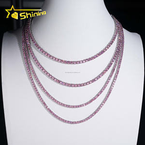 תכשיטים חדשים 3 מ "מ 4 מ" מ היפ הופ אופנה תכשיטים שרשרות טניס <span class=keywords><strong>925</strong></span> כסף סטרלינג שרשרת טניס - Product Image 4