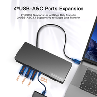 Station d'accueil Type C 14 en 1 Displaylink 5K 60Hz USB-C double USB 3.0 vidéo Gigabit Ethernet double port pour Windows MacOS