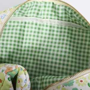 DIY Customized Women's Printed Cosmetic Bags Green Gingham Inner Cotton Large Capacity Zipper Closure <b>Storage</b> Pouches Portable - Product Image 5