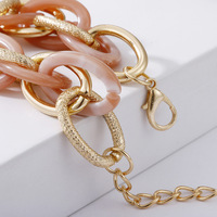 Gelang rantai chunky motif leopard warna-warni dari resin akrilik lucite multi-lapis Amerika Eropa