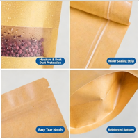 Sacs en papier kraft anti-humidité avec fermetures éclair et fenêtres, adaptés aux noix, au café, aux collations, au thé, aux aliments pour animaux de compagnie, aux aliments pour bébés