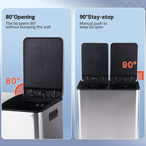 Cubo de basura de acero inoxidable con doble compartimento, cubo de basura de cocina <span class=keywords><strong>clasificado</strong></span> con cubos interiores de plástico, 2X30 litros Dual - Product Image 4