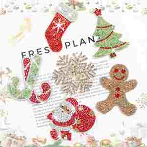 Nouvel autocollant thermocollant en strass pour sapin de Noël, bonhomme en pain d'épices, chaussettes de neige, patch pour accessoires de bricolage pour chaussures, chapeaux et vêtements - Product Image 1