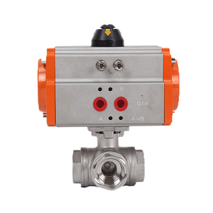 Vanne à boisseau sphérique pneumatique PN16 3 pouces 3 voies à raccord en <span class=keywords><strong>T</strong></span> fileté NPT BSP en acier inoxydable CF8M 304 PQ13 - Product Image 4