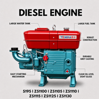 Vente directe du fabricant, stock important, moteurs diesel monocylindres 4 temps refroidis par eau Zs1115, norme Euro 3