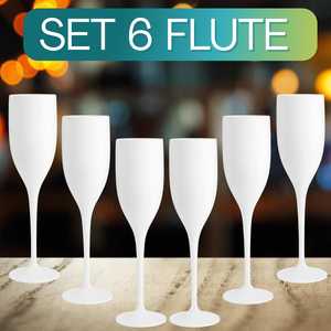 Set di 6 Flûte da Champagne Bianche da 150cc, Riutilizzabili e Infrangibili in Plastica - Product Image 3