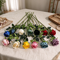 Rose artificielle à tige unique, rose artificielle multicolores, rose en soie à longue tige pour la décoration de mariage et de la maison