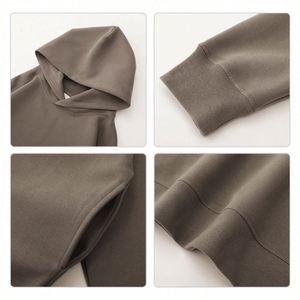 Men's Custom <b>Logo</b> Pullover Hoodie Collar Without Drawstring 100% Cotton Solid Color Oversize with Drop Shoulder and Hooded - Product Image 4