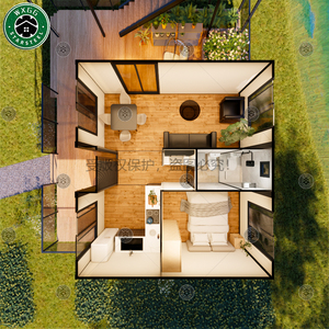 Casa Prefabricada de Acero Ligero de Dos Pisos de Rápido Montaje, Fácil Instalación, Alojamiento Turístico con Paneles de Pared Blancos y Balcón de Vidrio - Product Image 5