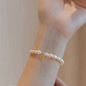 Pulsera de Perlas de Agua Dulce No Nucleares para Xiaomi, Perlas de 5-6 mm, Suaves y Limpias, Colgante de la Suerte, Cuerda Elástica, Pequeño Amuleto de Hada - Product Image 4