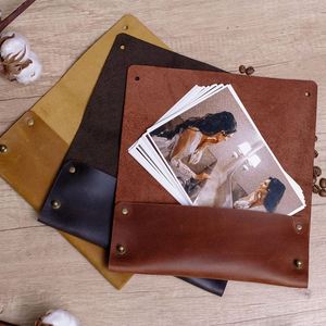 Pochette photo longue en cuir véritable, personnalisable, porte-cartes et documents, durable, unisexe, pour mariages et photographes de famille - Product Image 1