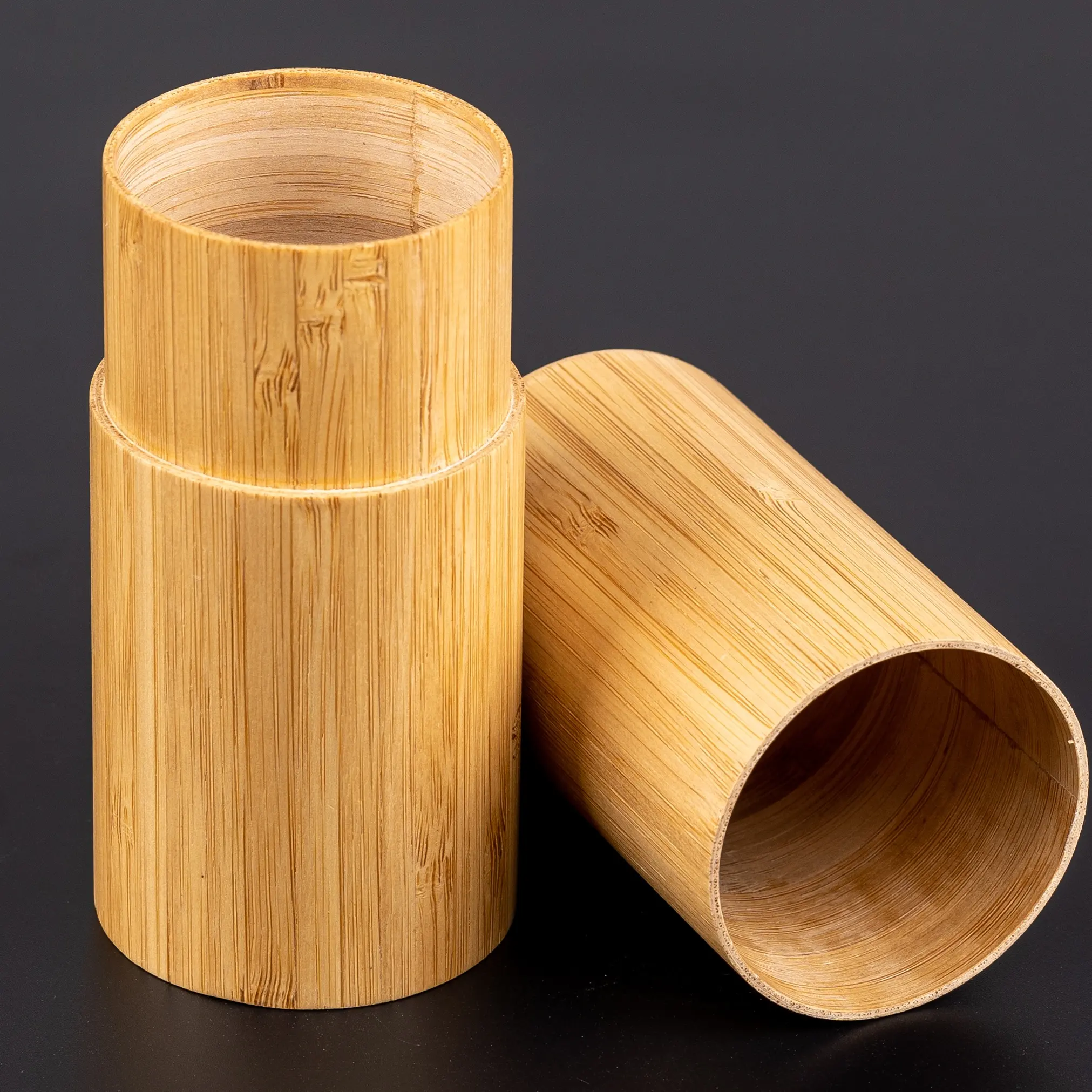 Eco-friendly Round Bamboo Box Wooden Bamboo Cylinder Empty Container Pen Makeup Brush Holder