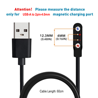 Câble de charge magnétique USB en cuivre pur pour montre connectée, 2 broches, 4 broches, 2,84 m, 4,0 m, 7,62 mm, accessoire pour smartwatch, vente en gros