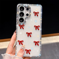 Étui de luxe IMD à paillettes de diamant pour Samsung S26 Ultra S25 S24 S23 Plus, coque arrière à nœud papillon en strass, coque scintillante avec étoiles