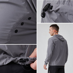 ODM HUCAI カスタムメーカー ナイロン スパンデックス 軽量 反射素材 熱転写 ワークアウト アウトドア ジム ランニングジャケット メンズ - Product Image 2