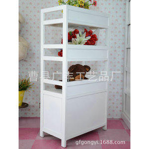 White <b>Solid</b> <b>Wood</b> <b>Bookcase</b> With Cabinet Doors Rectangle Standing Type For Bedroom Storage Neatening - Product Image 4