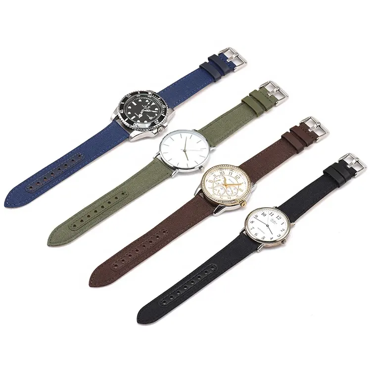 Custom 18mm 20mm 22mm 24mm Quick Release Wrist Strap Genuine Leather Canvas Watch Band