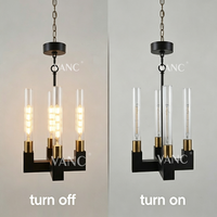 Lustre suspendu moderne à 4 lumières linéaires avec verre laiton pour salle à manger, îlot de cuisine, villa