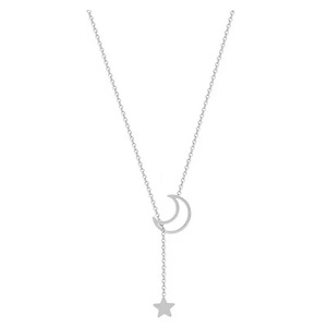 Collana in Acciaio Inossidabile con Stella e Luna, Elegante e Semplice, con Pendente a Mezzaluna Vuota, Catena Regolabile in <span class=keywords><strong>Lana</strong></span> per Donna - Product Image 5