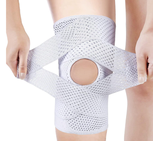 <span class=keywords><strong>Genouillère</strong></span> avec stabilisateurs latéraux doubles, <span class=keywords><strong>genouillère</strong></span> à rotule ouverte et sangles de fixation réglables en forme de V, genouillères médicales - Product Image 1