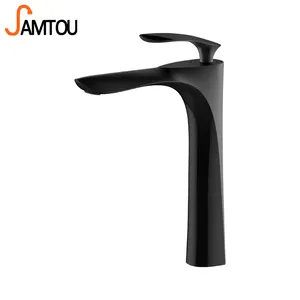 SAMTOU Samtou black high basin faucet basin faucet,rose gold color brass material mixer,one piece taps basin mixer faucets for basin