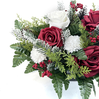 Pot de fleurs artificiel en soie résistant aux intempéries pour centre de table funéraire, commémoration, cimetière, ou hommage funéraire pour tombes