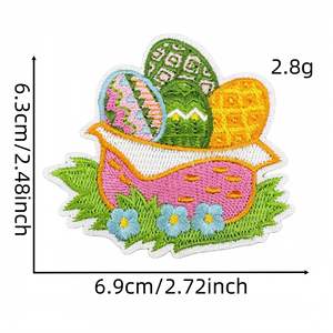Certified Factory Rabbit Egg Letter Woven Embroidered Patch Happy Easter Day Custom Embroidery Patches Wholesale For Clothing - Product Image 4