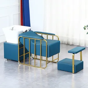 Color Custom Elegant Professional Lying Furniture Hair Salon Washing Chair Shampoo Bed With Basin