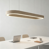 Lampu Gantung LED Oval Tanpa Sambungan Berbahan PET Felt Warna Beige Oatmeal Modern untuk Meja Kerja Minimalis Co-Working Station