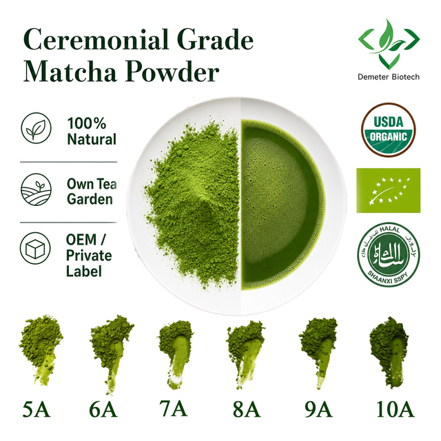 Factory Direct OEM Service Bulk Organic Matcha Green Tea Powder Ceremonial Grade Matcha Powder EU NOP Certified Wholesale