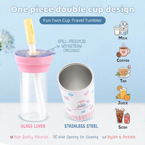 Nouvelle conception, gobelet isotherme personnalisé de 500 ml, durable, léger, anti-fuite, <span class=keywords><strong>avec</strong></span> <span class=keywords><strong>paille</strong></span>, doublure en <span class=keywords><strong>verre</strong></span> - Product Image 2