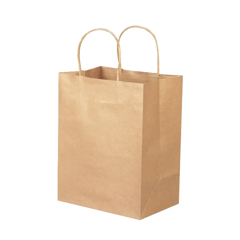 卸売カスタムロゴ印刷折りたたみ式手作りハンドリサイクルロープクラフト紙袋ギフトショッピングバッグ