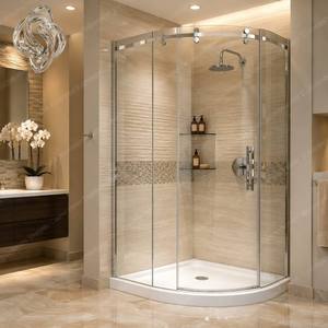 Box Doccia Premium Senza Telaio con Ante a Battente, Vetro Temperato da 8mm, Finitura Spazzolata per Bagni di Appartamenti Moderni e di Lusso, Durevole - Product Image 4