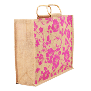 Bolsas de Compras de Yute con Estampado Moderno y Bonito Asa de Mimbre, Bolsa Grande para Compras Hecha en India, Bengala Occidental - Product Image 1