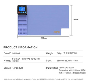 Cpb sửa chữa tấm sưởi điện thoại di động màn hình LCD tách công cụ loại bỏ mở <span class=keywords><strong>iPad</strong></span> mat cao su tân trang tháo rời Bộ dụng cụ - Product Image 6