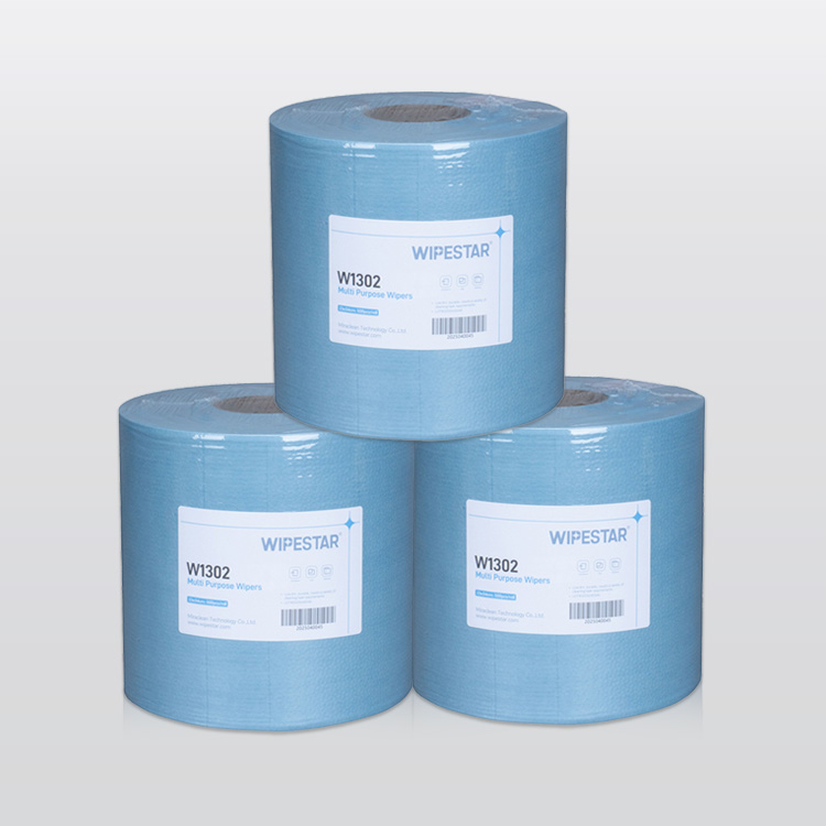 Wipestar Blue Spunlace Nonwoven Fabric Wiping Roll Dust Free High Absorbency for Food Processing Industrial Cleaning Cloths