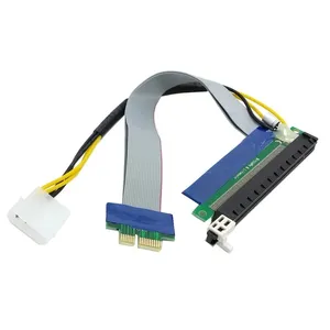 PCIE 1X a 16X Express Slot Riser Card Extender Extension Ribbon Flexible con cable de alimentación de 4 pines