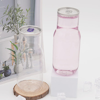 Vente chaude Bouteille en plastique PET transparente vide Pot de stockage alimentaire Personnalisable Soda Bière 550ml Boîtes en plastique Couvercle en aluminium