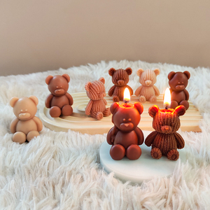 3D nhỏ gấu Silicone khuôn cho Nến làm <span class=keywords><strong>DIY</strong></span> hương liệu áo len gấu vật liệu nhựa cho thực phẩm đóng gói trong túi - Product Image 1