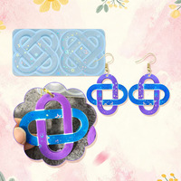 Moule en silicone YS pour pendentif boucle d'oreille nœud holographique Paix et Bonne Fortune, outils uniques pour la création artisanale de bijoux en résine au laser