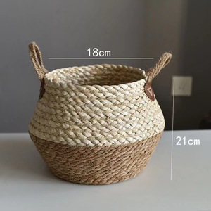 Pots et paniers à fleurs pliables en rotin tressé de style rustique, respirants et biodégradables avec housses de protection pour plantes - Product Image 4