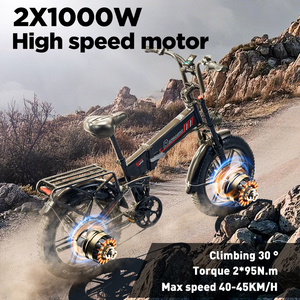 จักรยานไฟฟ้าพับได้สำหรับผู้ใหญ่ Eu Warehouse 1000W*2 มอเตอร์ ยางใหญ่ แบตเตอรี่ 20Ah 7 สปีด จอ LCD สี อลูมิเนียมพับได้ รุ่น YX20M PLUS Ele - Product Image 4