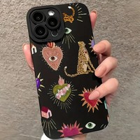Coque de téléphone antichoc tendance motif Monde Animalier pour iPhone 16 15 17 Air Pro Max, couleur bonbon, protection arrière