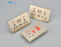 Interruptores de Luz de Pared Eléctricos con Control Táctil Cuadrado, Estilo Moderno Dorado, Estándar del Reino Unido 16A, con Indicador LED para Decoración del Hogar