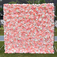 Toile de fond florale rideau tapis panneau 3D retrousser rose fausse soie artificielle rose fleur mur pour mariage événement scène décor