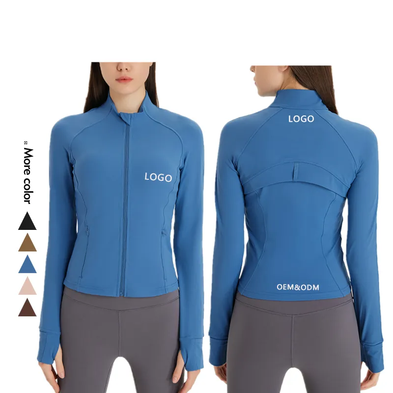 Xsunwing Cool style plain Lulu lightweight women slim fit tight long sleeve gym tops fitness sports jacket yoga zipper jackets