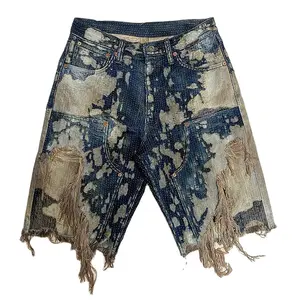 DIZNEW High quality Summer mid waist designer washed jeans hip hop street wear vintage shorts men denim cotton men's shorts