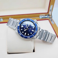 Jam Tangan Mekanik Otomatis Pria Seikot 5 Sports Berkualitas Tinggi Dial Multifungsi Biru Tahan Air Kalender Jam Tangan Baja Tahan Karat