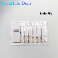 Greatlife Dent 6PCS Limas Rotatorias Dentales Endodónticas Activadas por Calor para Uso con Motor, 25mm, Cónicas Azules para Tratamiento de Conducto Radicular