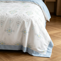 Parure de lit brodée en microfibre, ensemble de literie en microfibre, taies d'oreiller, couvre-lit, draps de luxe